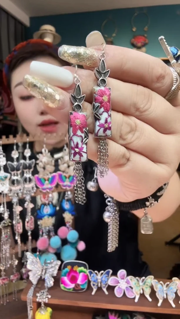 刺绣纯手工民族风刺绣耳环