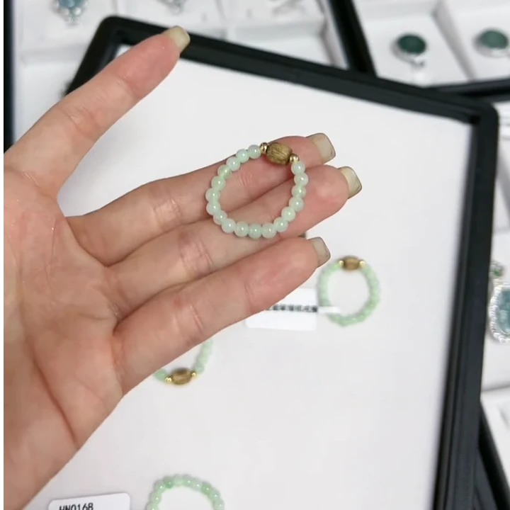 【睿泽鉴宝】翡翠绿棋戒圈  3mm  HN0168