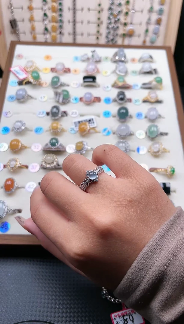 【闪购商品】翡翠戒指银S925镶嵌天然A货翡翠戒指