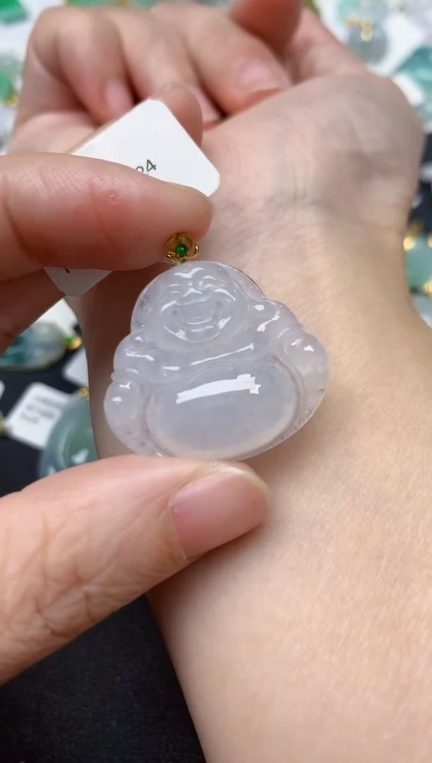 颈饰18K金镶嵌翡翠天然缅甸A货翡翠