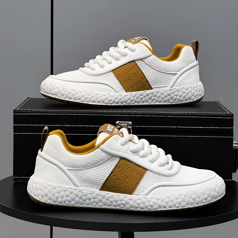 Louis Fordea/路易弗狄男士板鞋高端男鞋网面鞋子男款轻奢休闲鞋