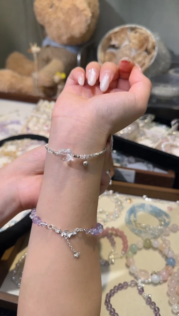 银S925镶嵌手链水晶白水kt碎银子