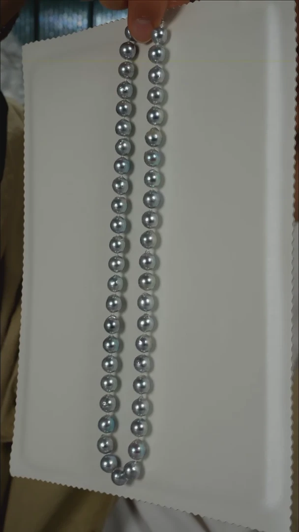 项链银S925镶嵌海水珍珠AK真多麻8-8.5mm