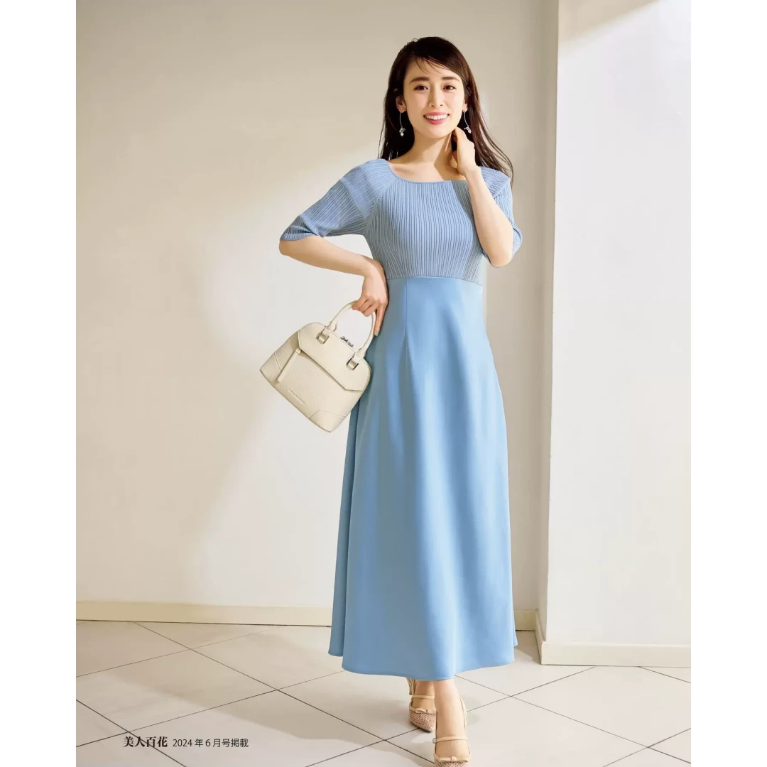 【六哥家】 夏季新款 J 气质时尚修身针织拼接连衣裙