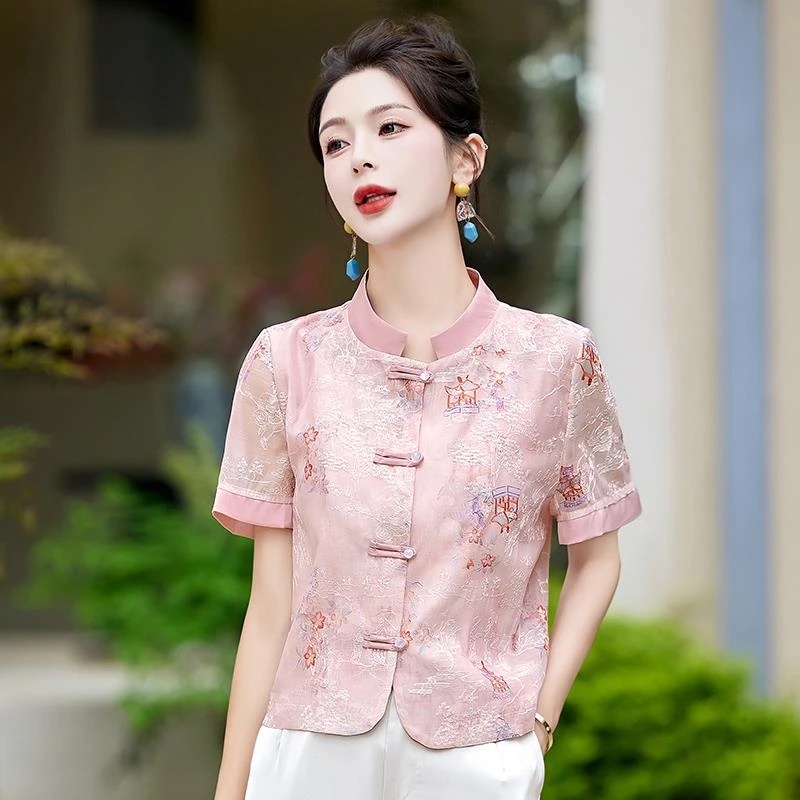 新中式国风套盘扣刺绣防晒衣女夏气质立领时尚洋气薄款短外套上衣