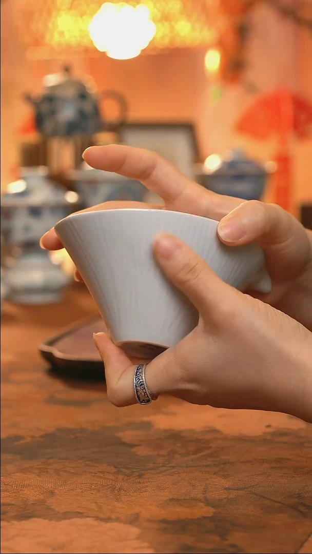 东岳窑木槿紫水月公道杯