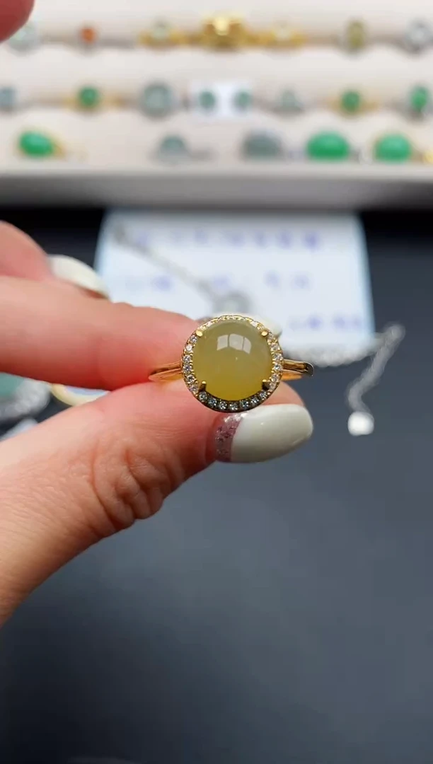 银S925镶嵌戒指翡翠333333+5