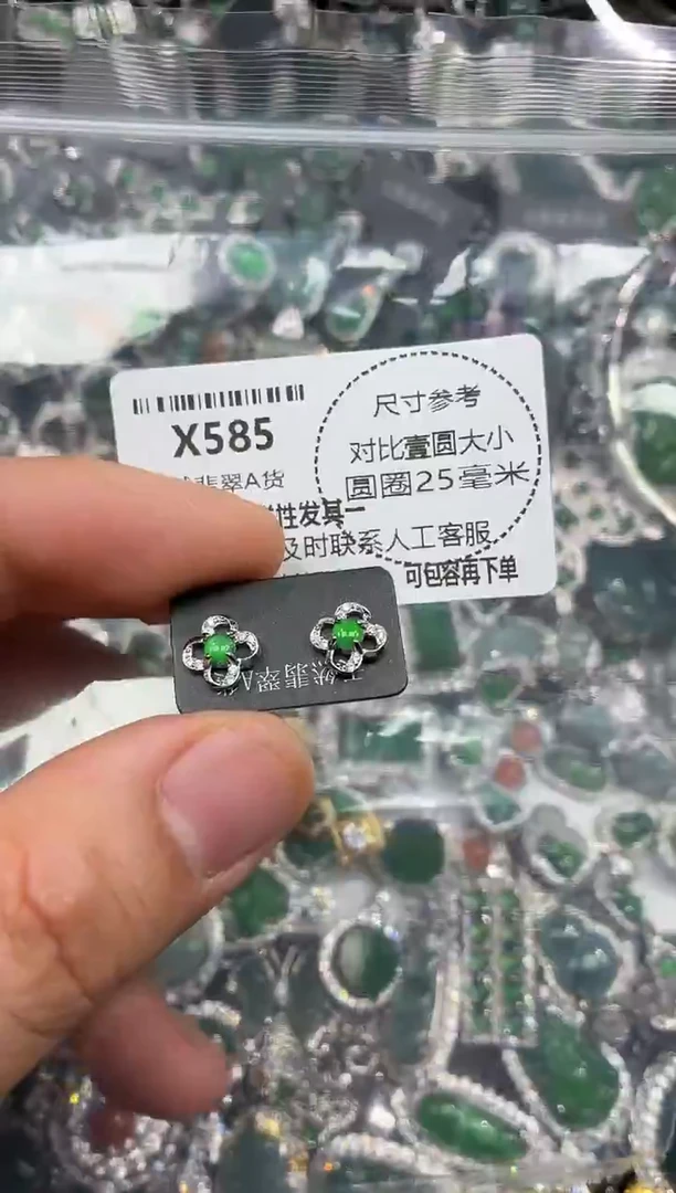 颈饰未镶嵌翡翠X585耳钉