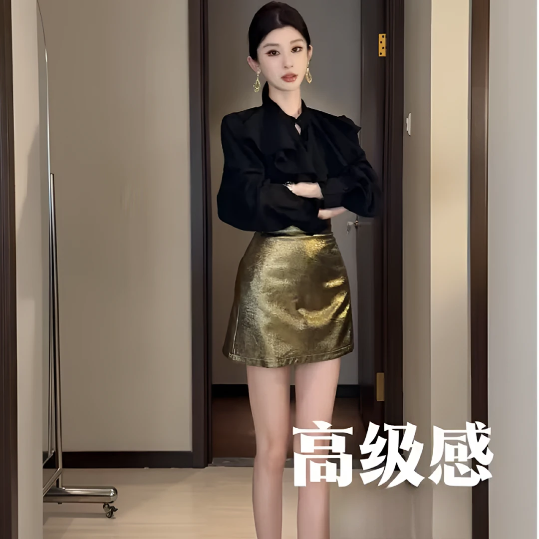 林不晚 秋季新款辣妹套装时尚设计感高腰显瘦百搭包臀短裙两件套