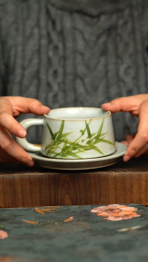 杯釉下彩手工手绘同款陶器