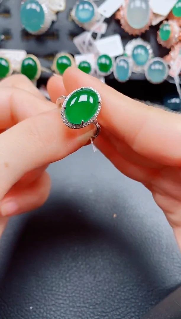 银S925镶嵌戒指翡翠翡翠