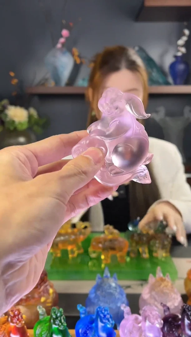 手工艺品琉璃古法琉璃小兔子粉色