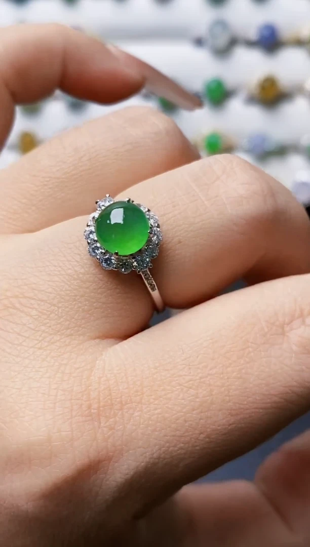 银S925镶嵌戒指翡翠3098