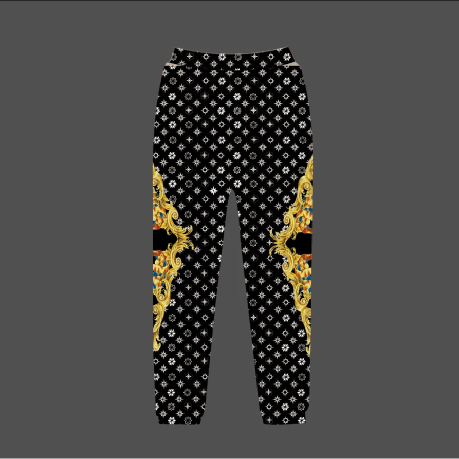 2026新款女装休闲裤轻奢印花百搭束脚长 9906款欧美风时尚卫裤