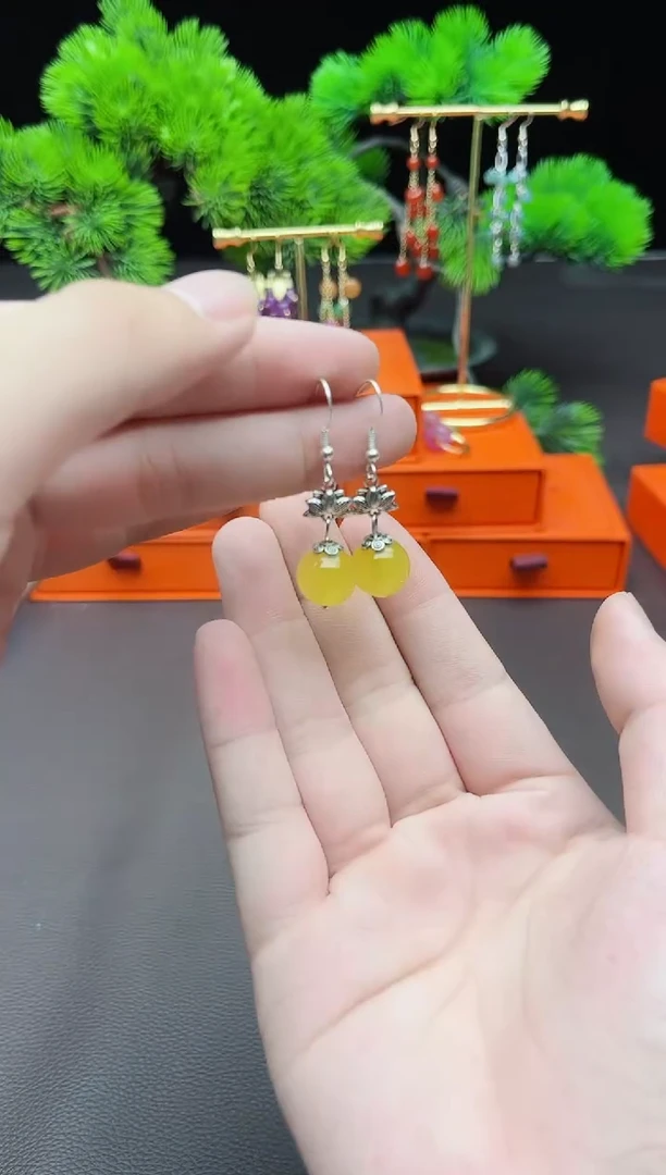 玛瑙/玉髓耳饰银S925镶嵌315