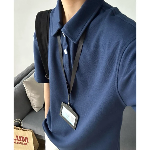 轻熟风POLO衫男夏季美式复古正肩T恤短袖高级感宽松情侣半袖