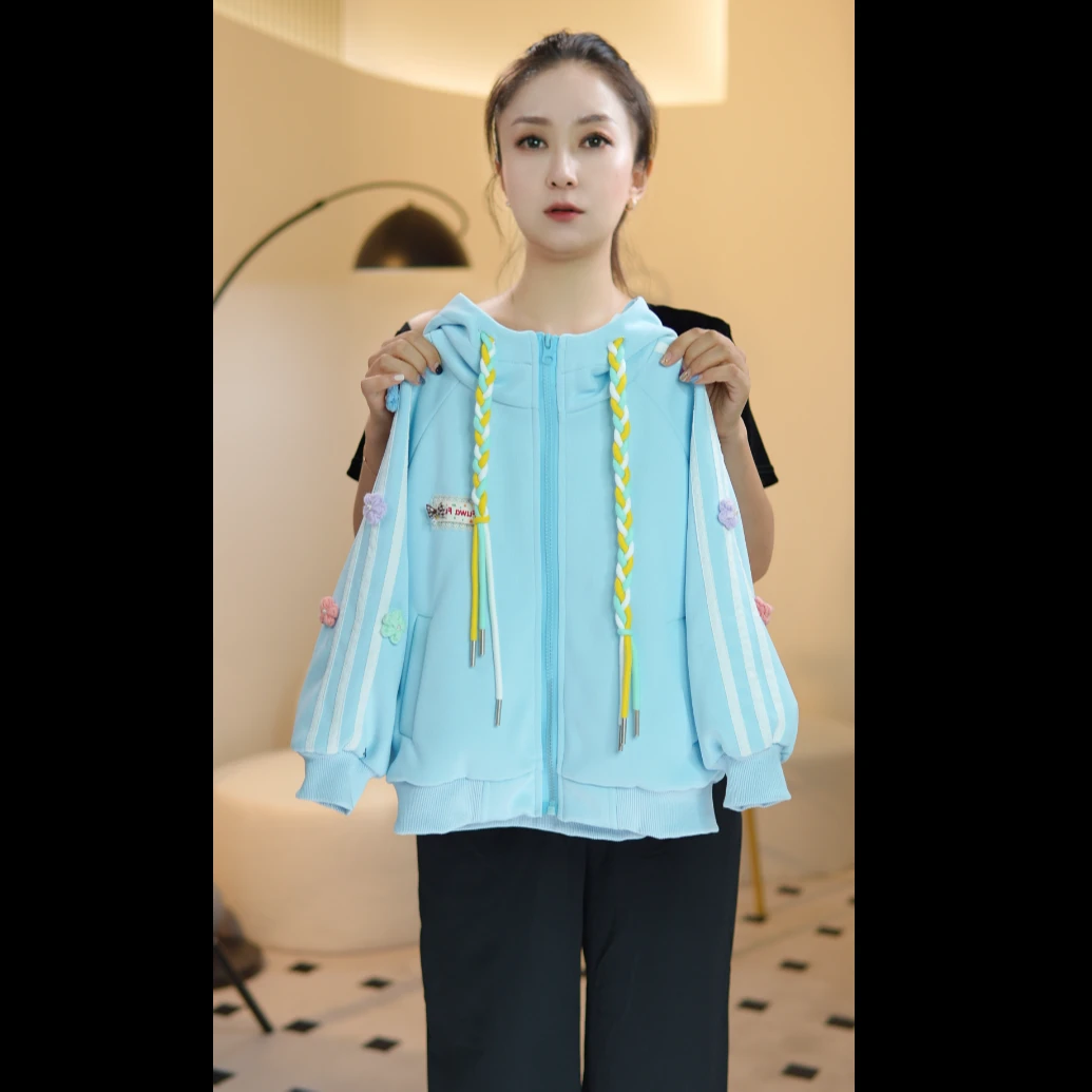 可爱开衫连帽卫衣外套女童2025秋季新款女中大童设计感休闲棒球服