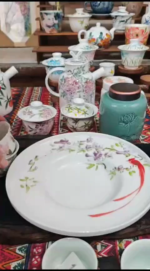 瓷片陶瓷高端国画手工釉下陶瓷浮力价
