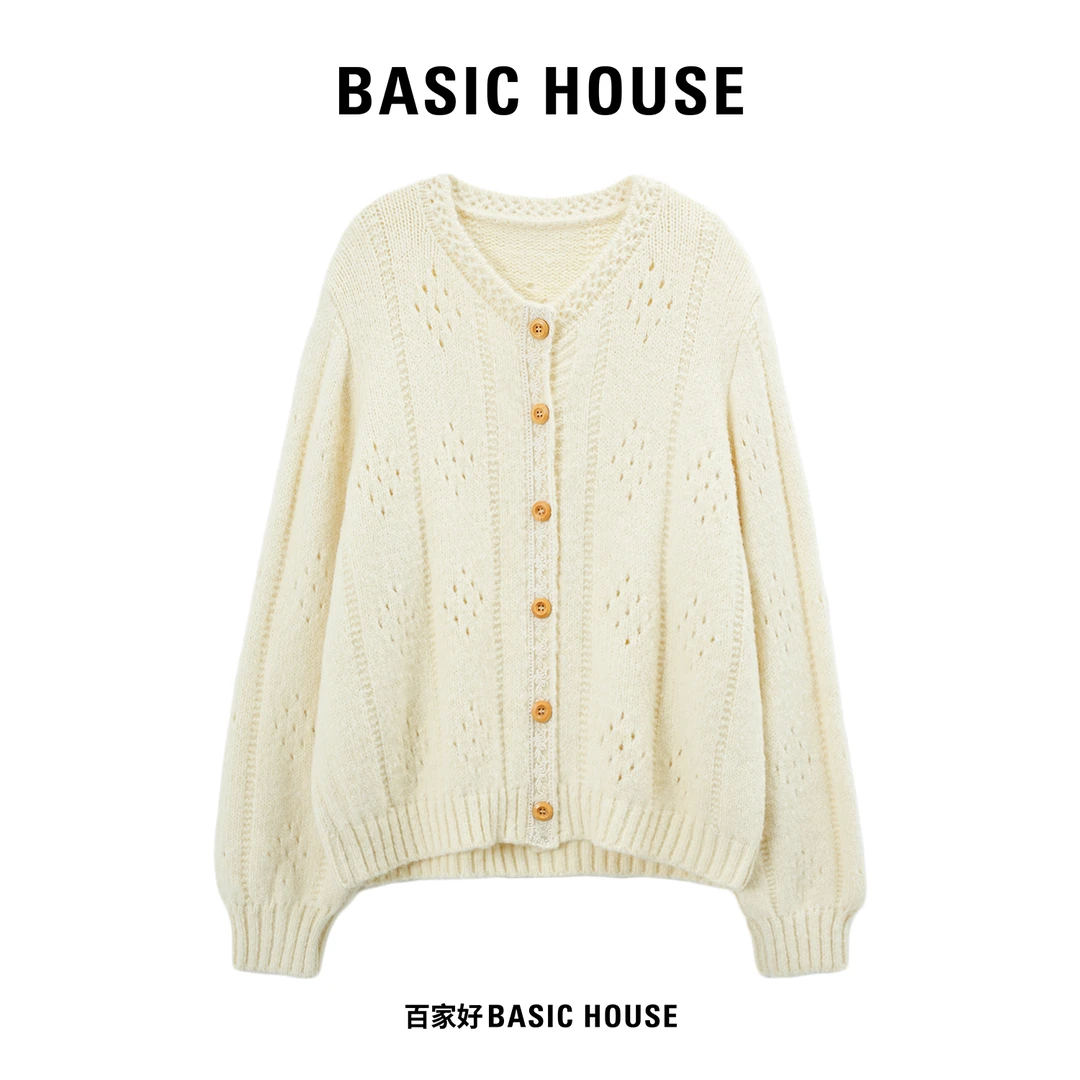 Basic House/百家好2025秋冬圆领温柔气质韩系风毛针织衫U862 XX