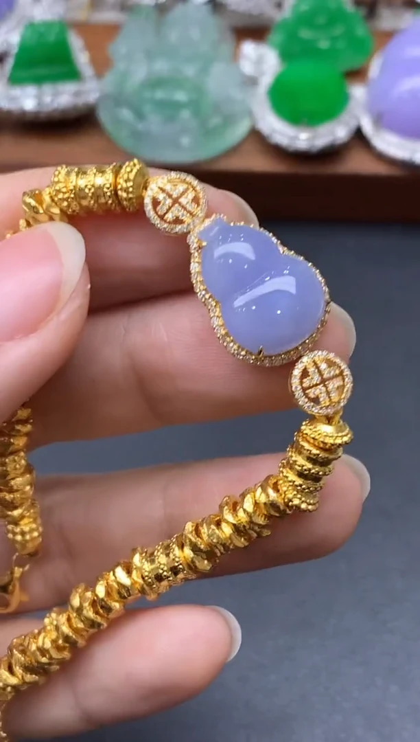 18K金镶嵌手链翡翠625-中国好珍宝