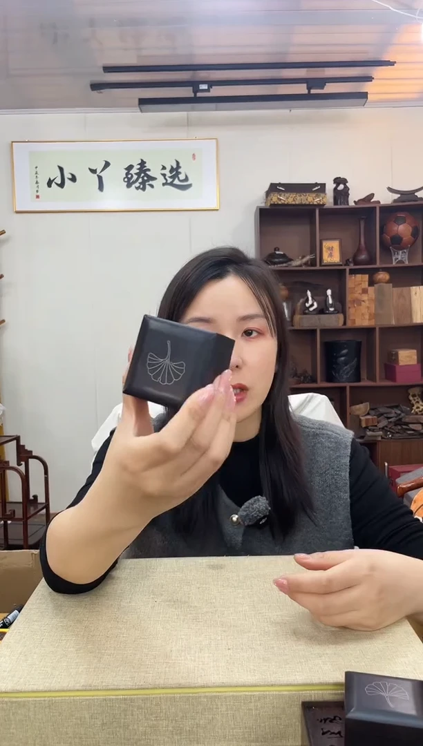 乌木类468紫光檀戒指盒木木