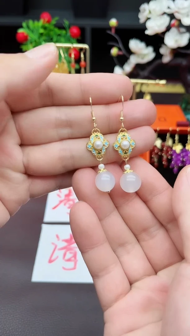 玛瑙/玉髓耳饰银S925镶嵌325000