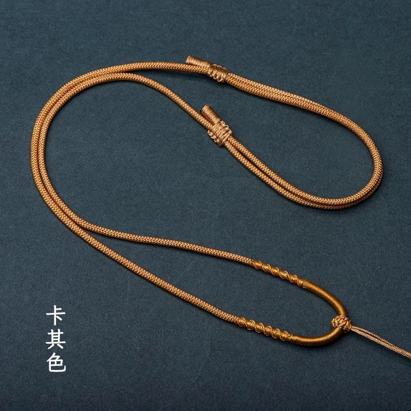 时尚手工编织项链绳马年本命年挂脖绳金线挂绳吊坠卡其