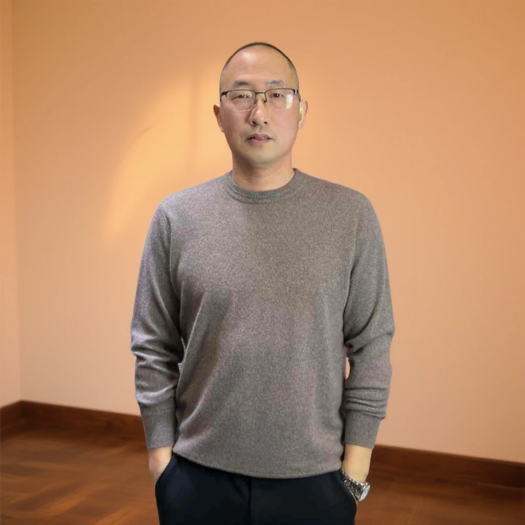 内蒙古KVSS100%山羊绒男式休闲园领