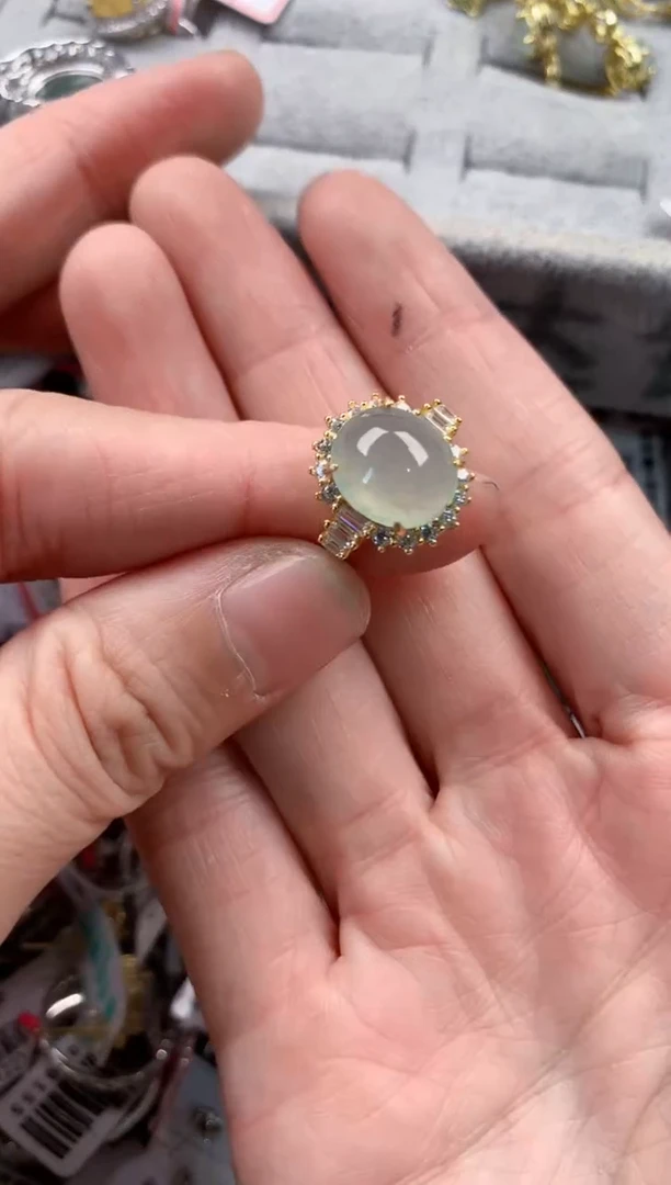 银S925镶嵌戒指翡翠10           1