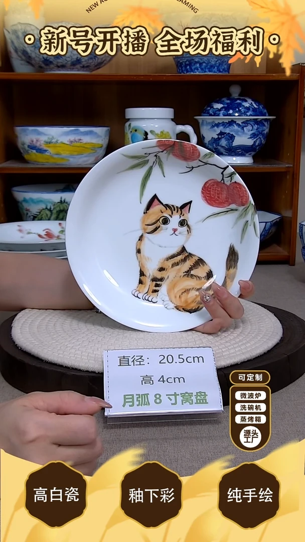 盘【陶源造】景德镇手绘釉下彩陶瓷餐具
