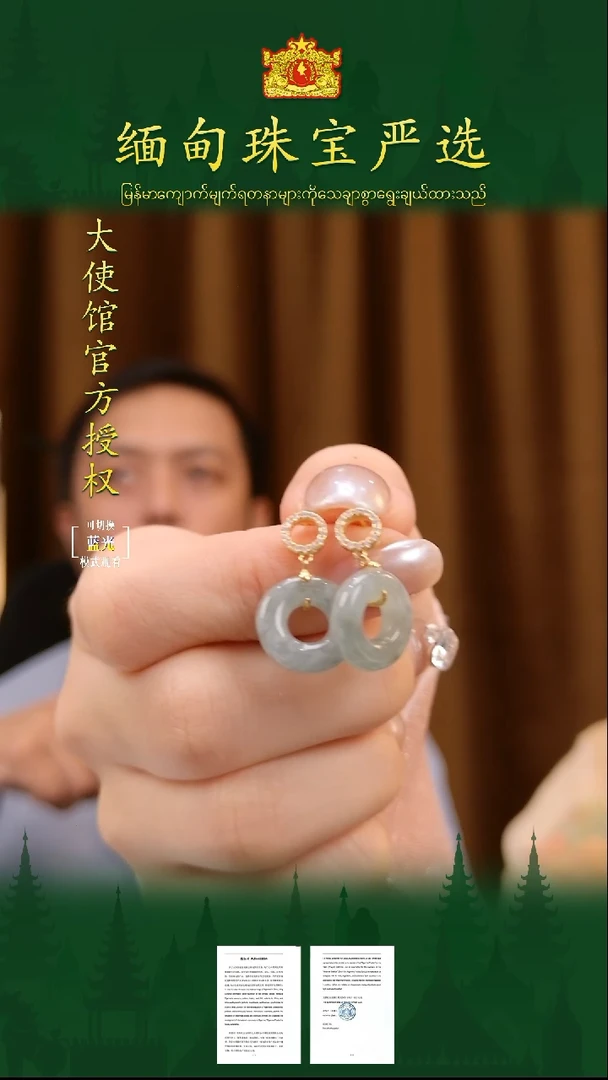 翡翠银S925镶嵌耳饰缅甸珠宝严选ZXS