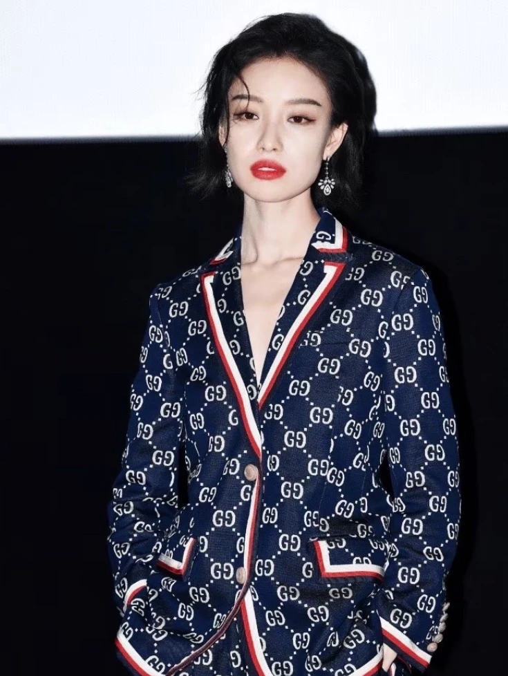 99新 GUCCI/古驰 HM0490 深蓝色logo提花满印棉质夹克外套 L码