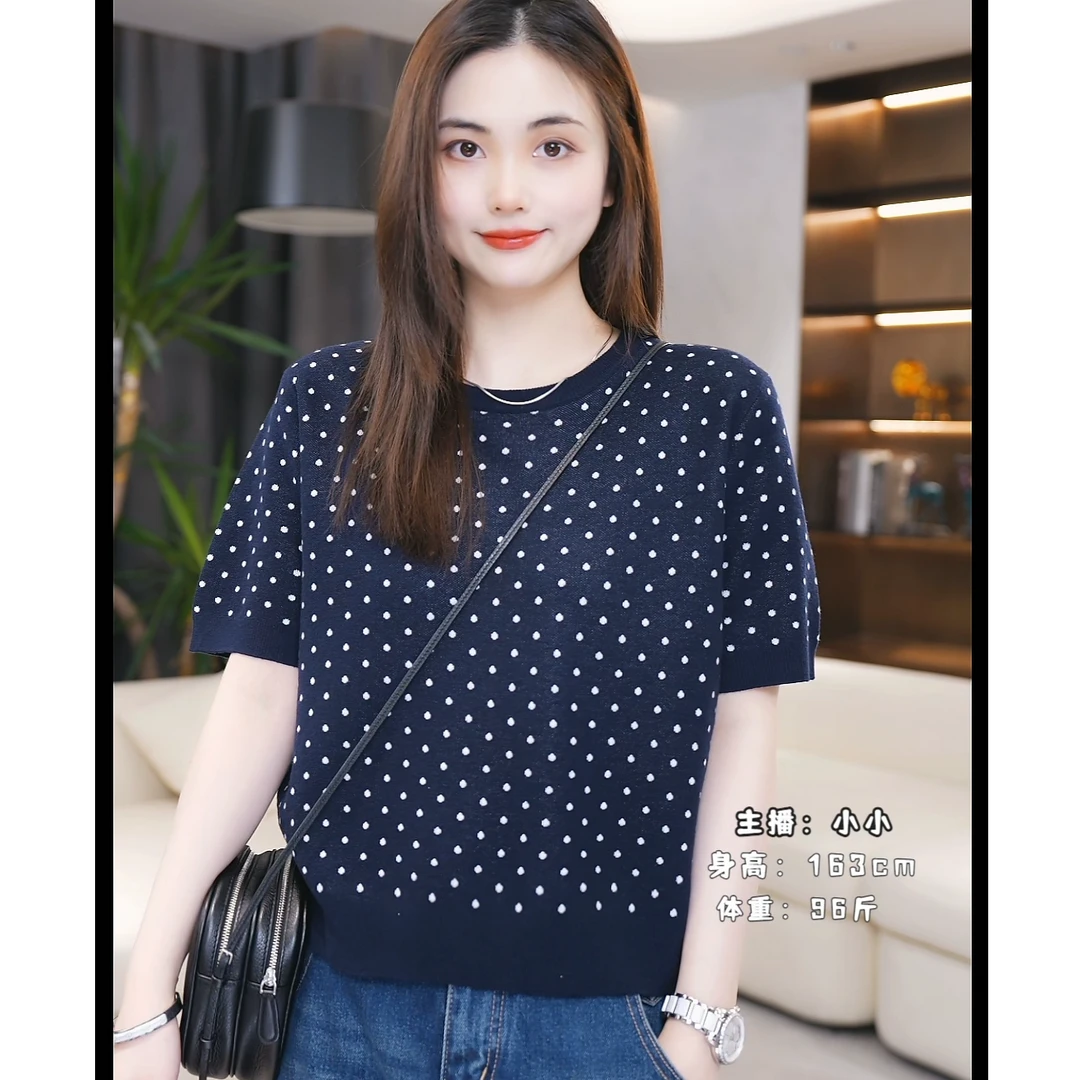 LAZYVISION25春夏新款休闲时尚波点短袖T恤女ZMD-29853小小