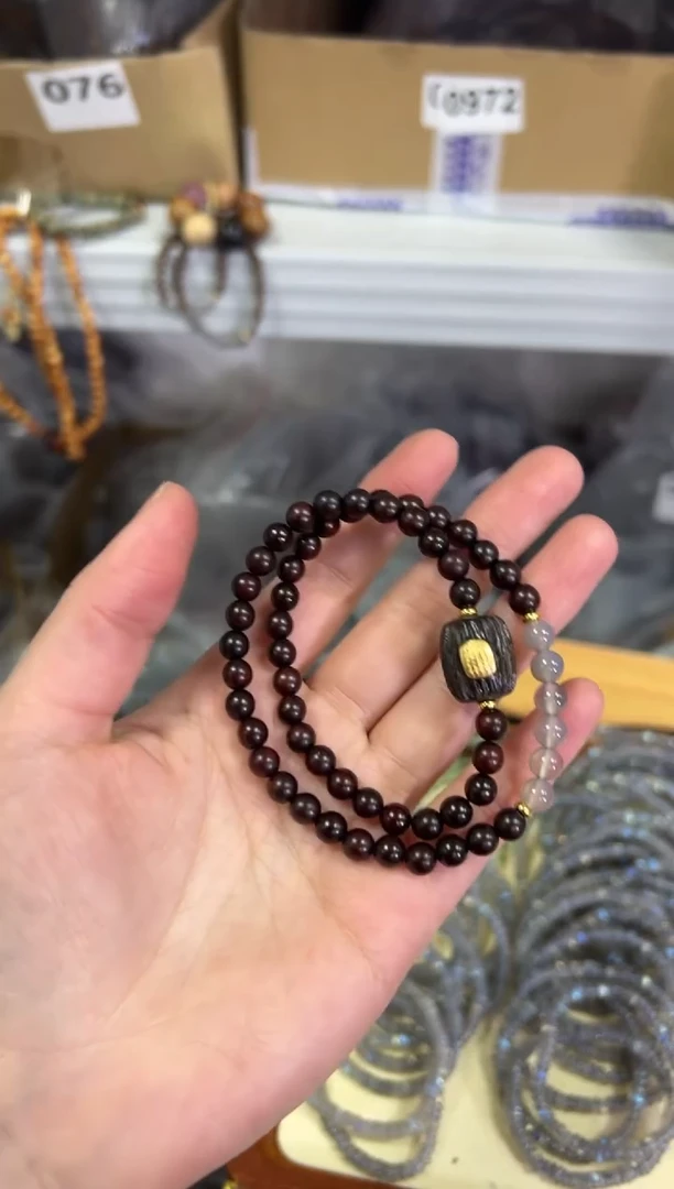 【闪购商品】檀香紫檀（小叶紫檀）手串未镶嵌紫檀木五条款双圈[0796]