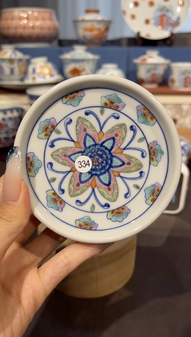 【闪购商品】杯334斗彩花卉盖置发发发3.5