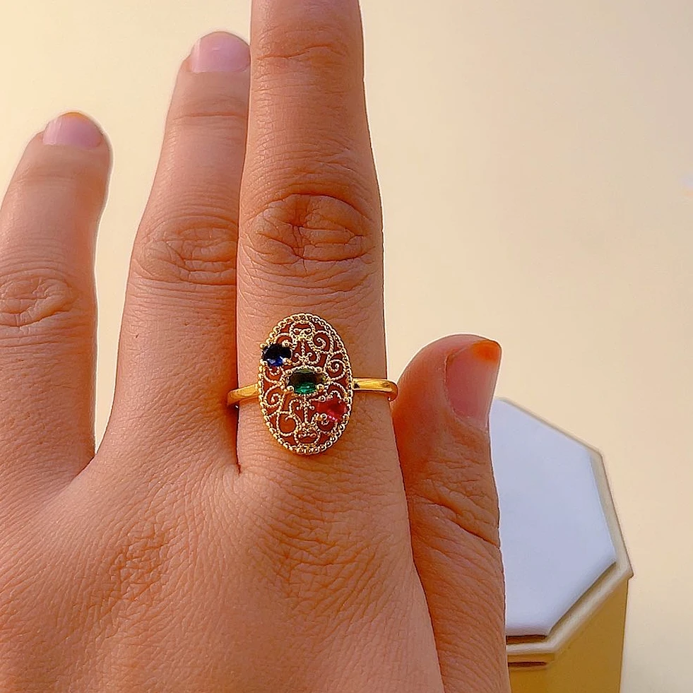 合金戒指 合金戒指 爆款时尚戒指 女款黄色复古青年女士戒指021号