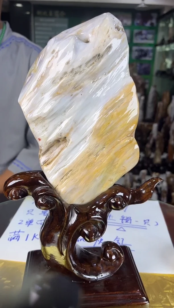 未镶嵌珠宝奇石硅化玉缅甸天然树化玉摆件