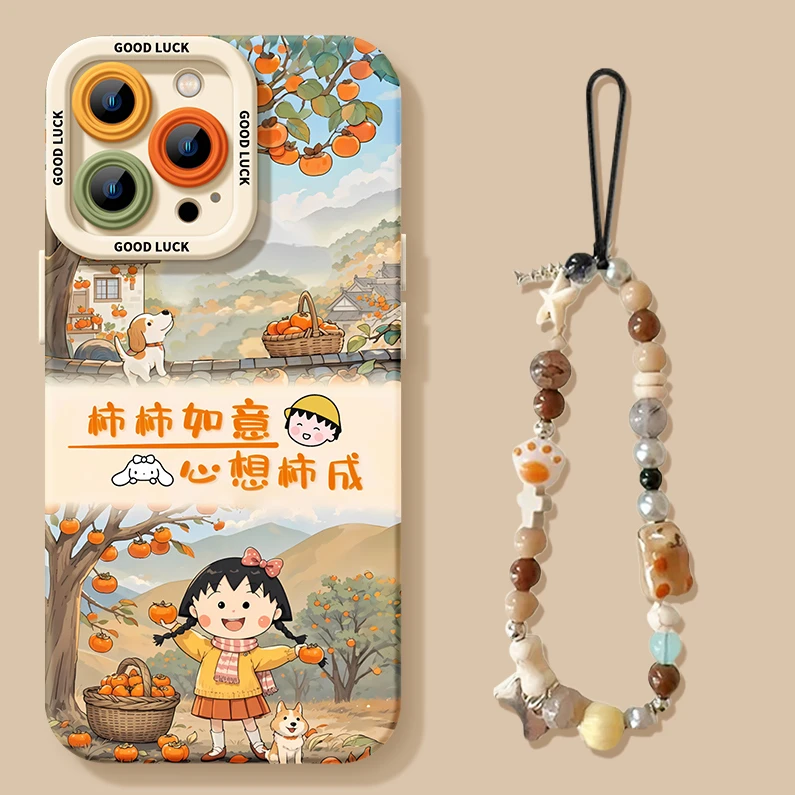 快乐小丸子瞳影手机壳适用苹果16promax华为荣耀小米oppovivo全包