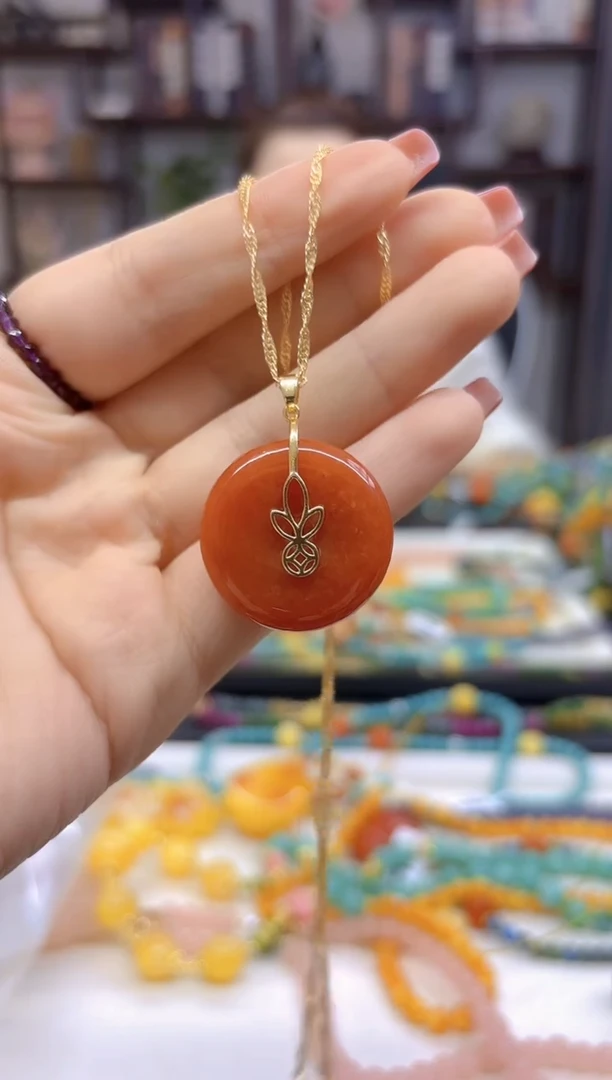 【闪购商品】翡翠吊坠(赠链)银S925镀金镶嵌D281