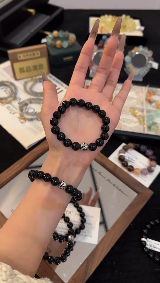 合金手链水晶黑玛瑙手链x3334