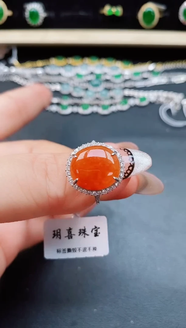 翡翠戒指银S925镶嵌585050