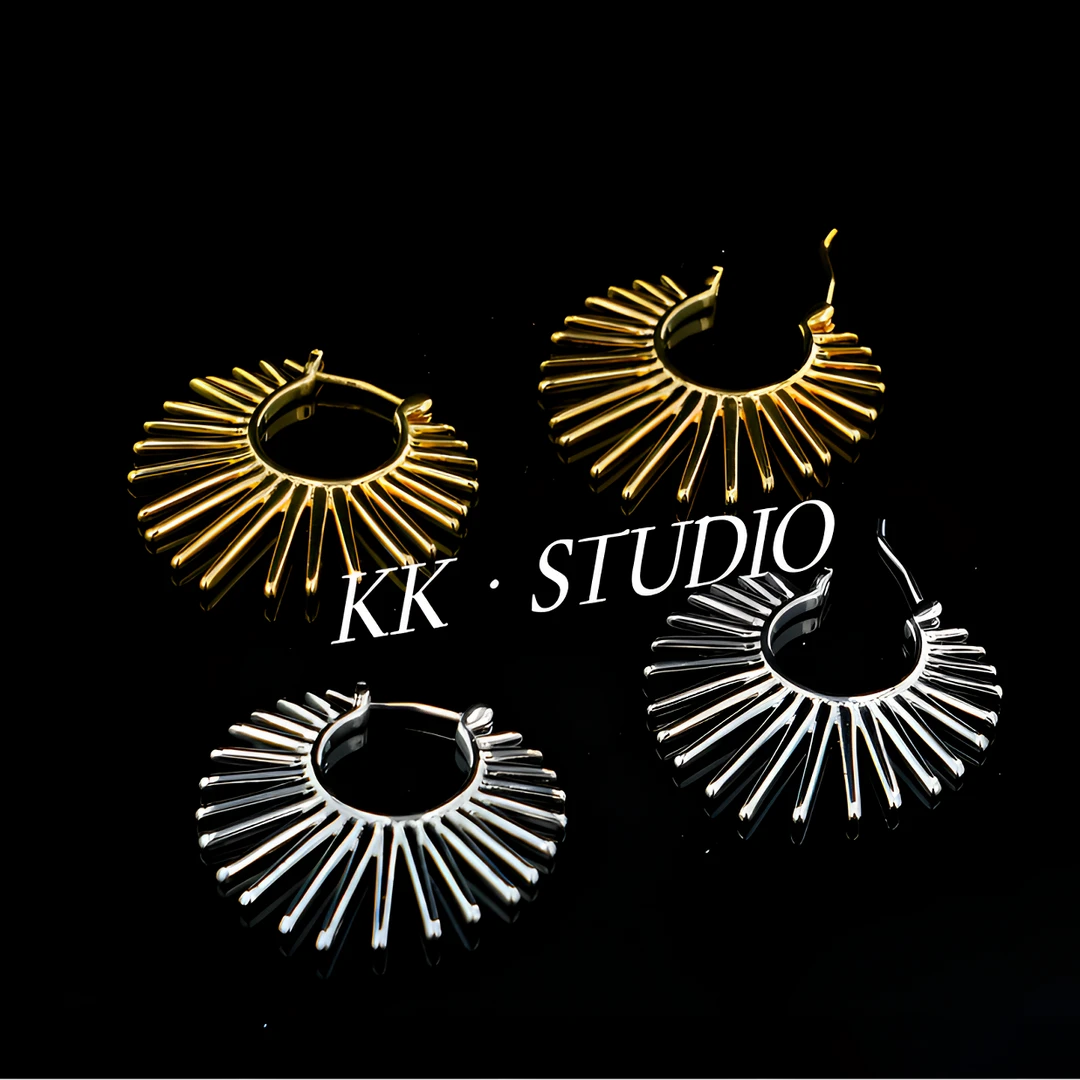 铜合金耳饰 夸张帅气大方（太阳花耳扣）冷淡风日常通勤百搭