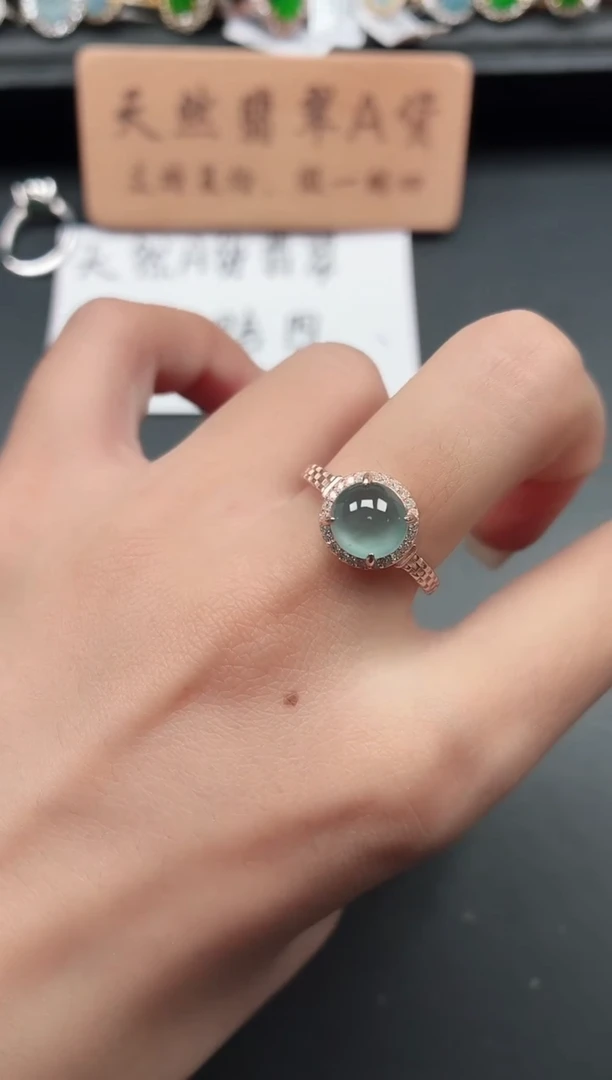 银S925镶嵌戒指翡翠1
