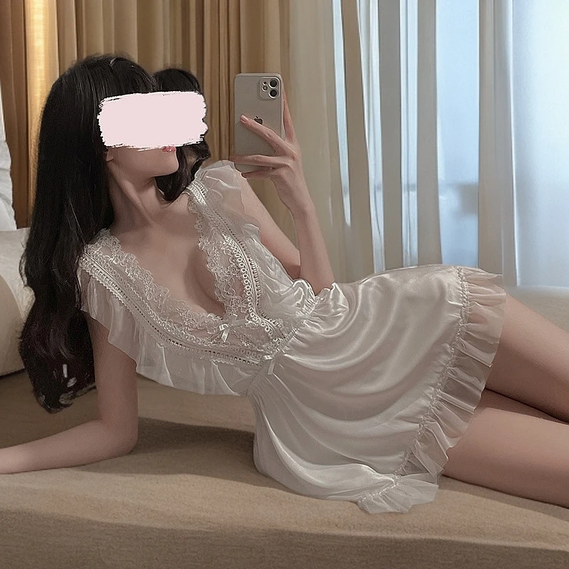性感女夏季蕾丝睡衣女水溶花纯欲少女风禁欲系睡裙薄款套装内衣