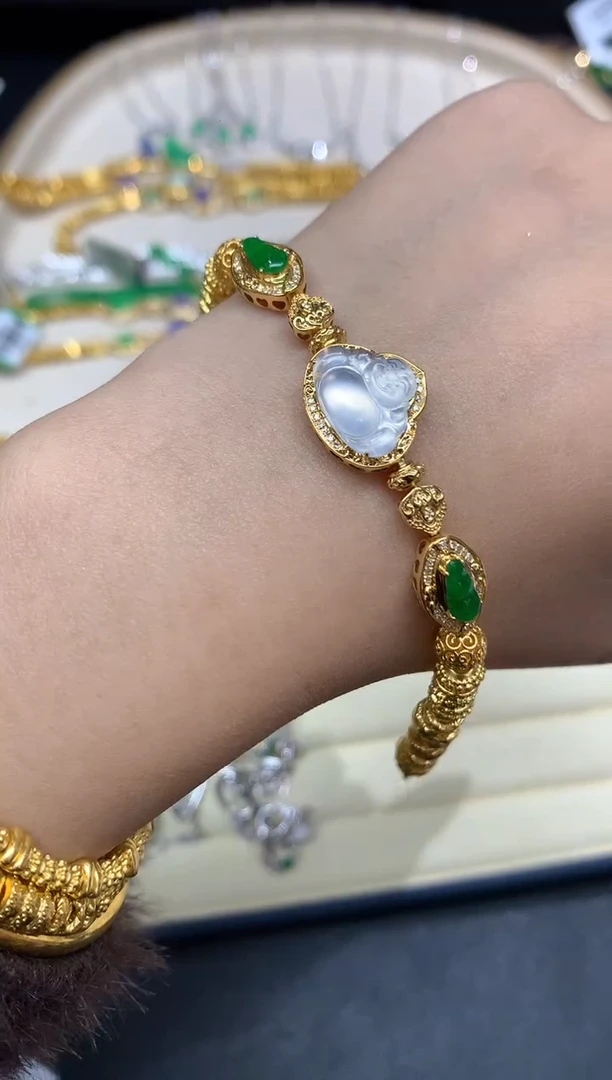 18K金镶嵌手链翡翠手链A445|19800