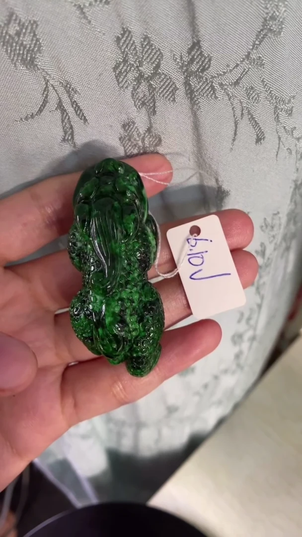 翡翠未镶嵌颈饰藓加绿貔貅吊坠6.10J