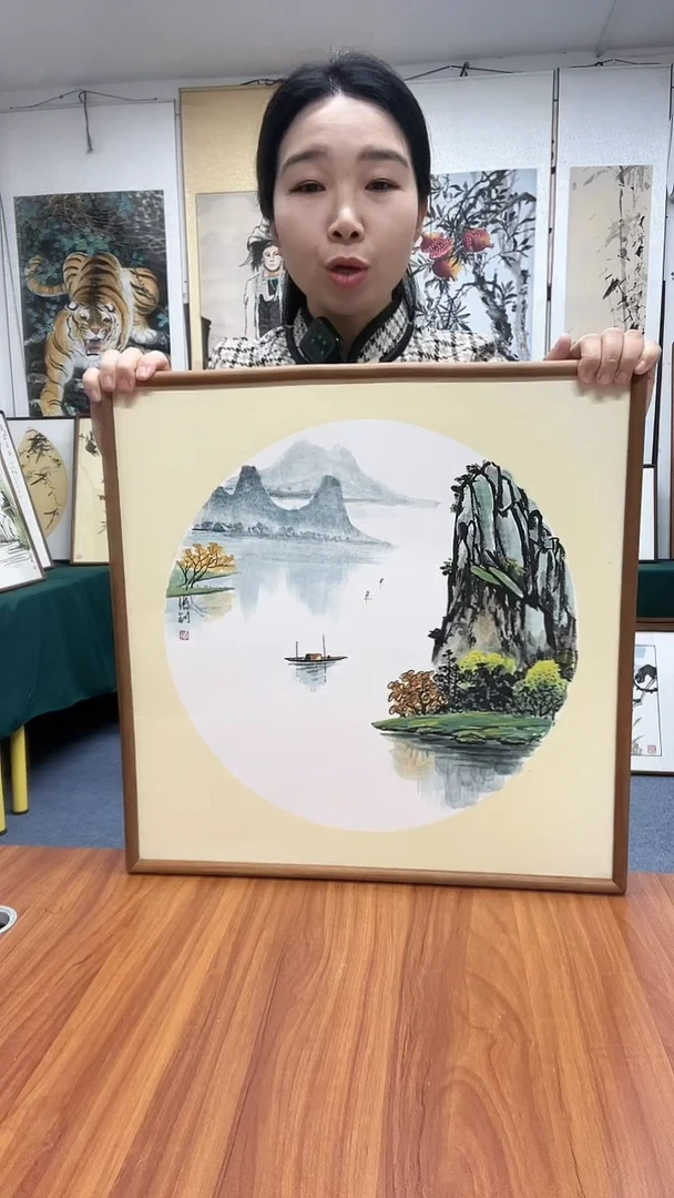 国画52*52实木画框顺丰包邮手绘