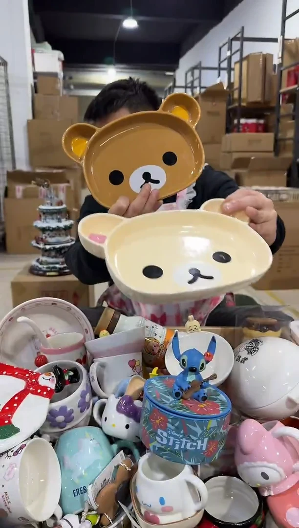 瓷片原盒轻松熊餐盘2件套