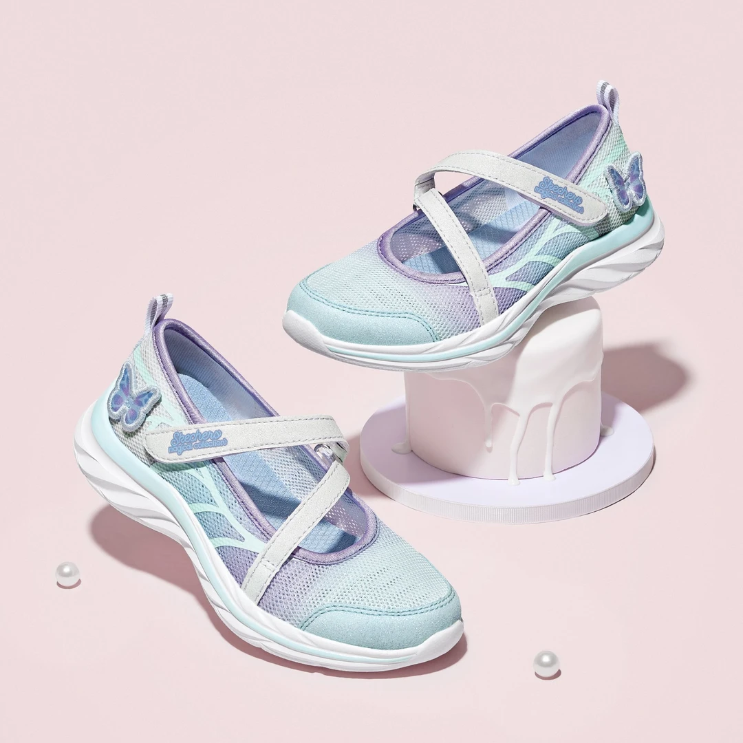 斯凯奇童鞋女公主鞋夏季中大童透气网面凉鞋302563L