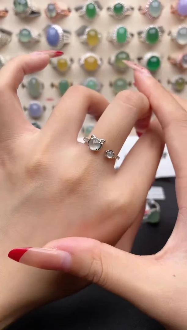 【闪购商品】翡翠戒指银S925镶嵌一物一证一礼盒